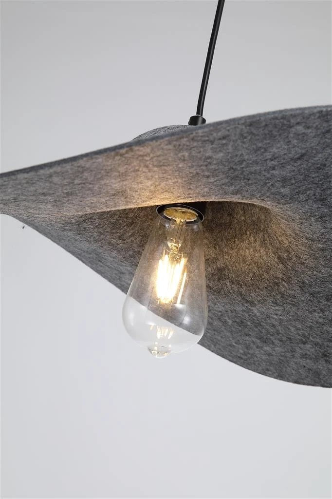 Hanglamp Ripple 1Lt Black Metal, Felt by Searchlight