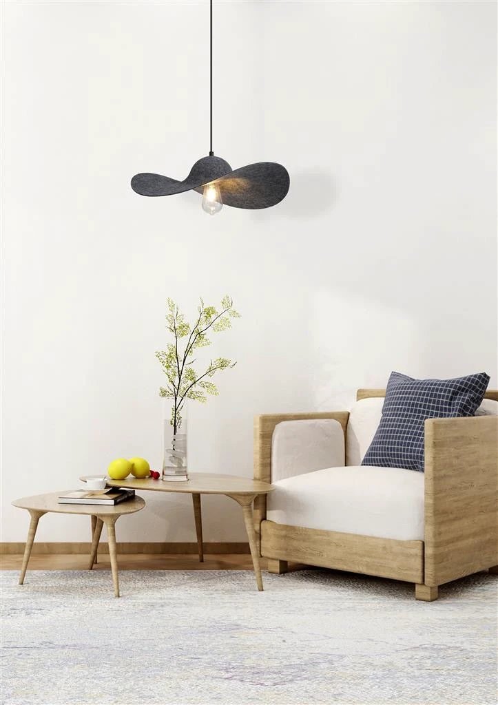 Hanglamp Ripple 1Lt Black Metal, Felt by Searchlight