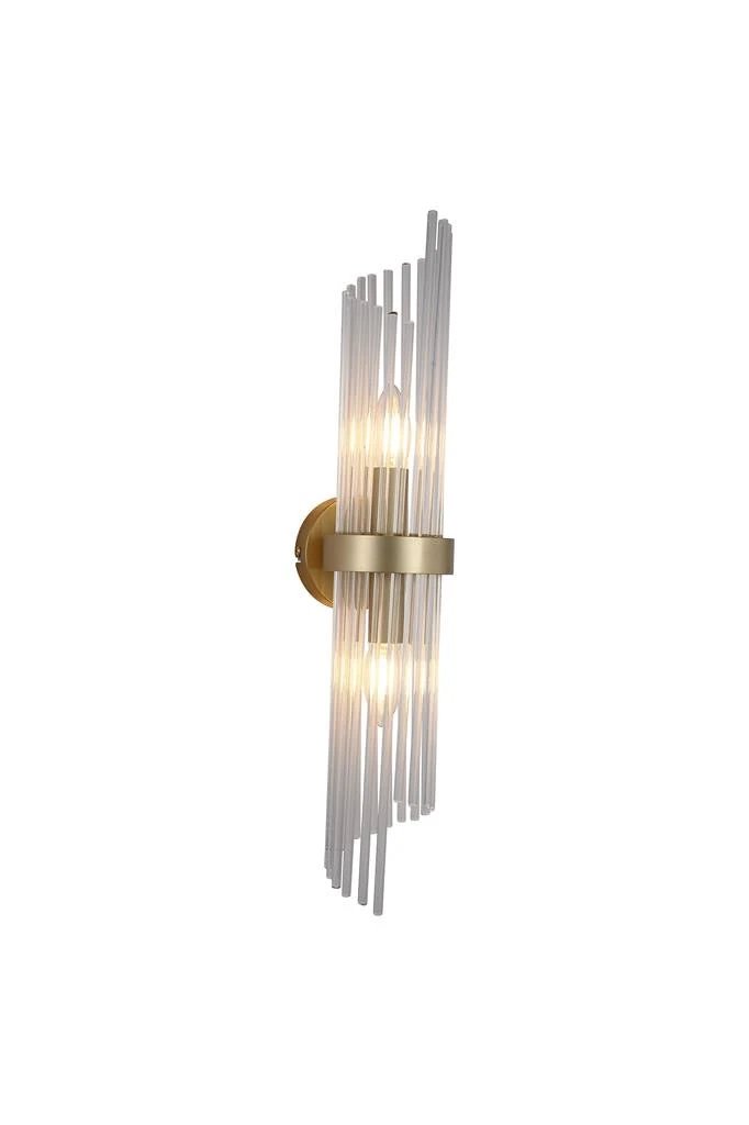 Wandlamp Lara 2Lt Gold Metal & Clear Glass Rods by Searchlight