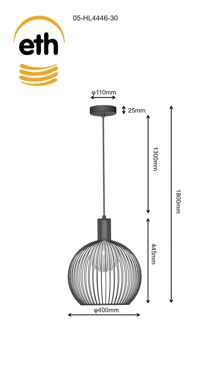 Hanglamp Wire Zwart Ø40cm by ETH