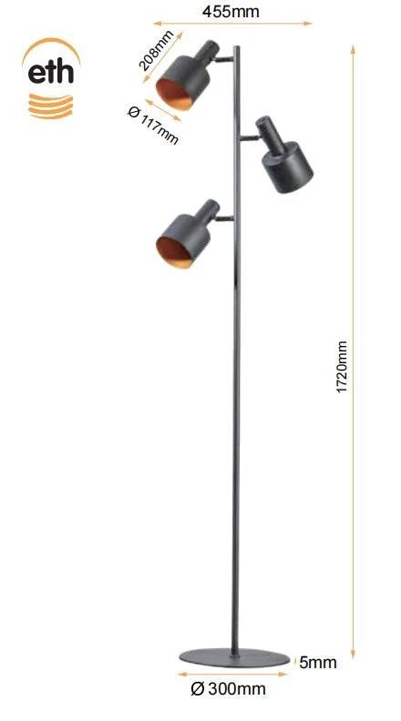 Vloerlamp Sledge 3L Zwart by ETH