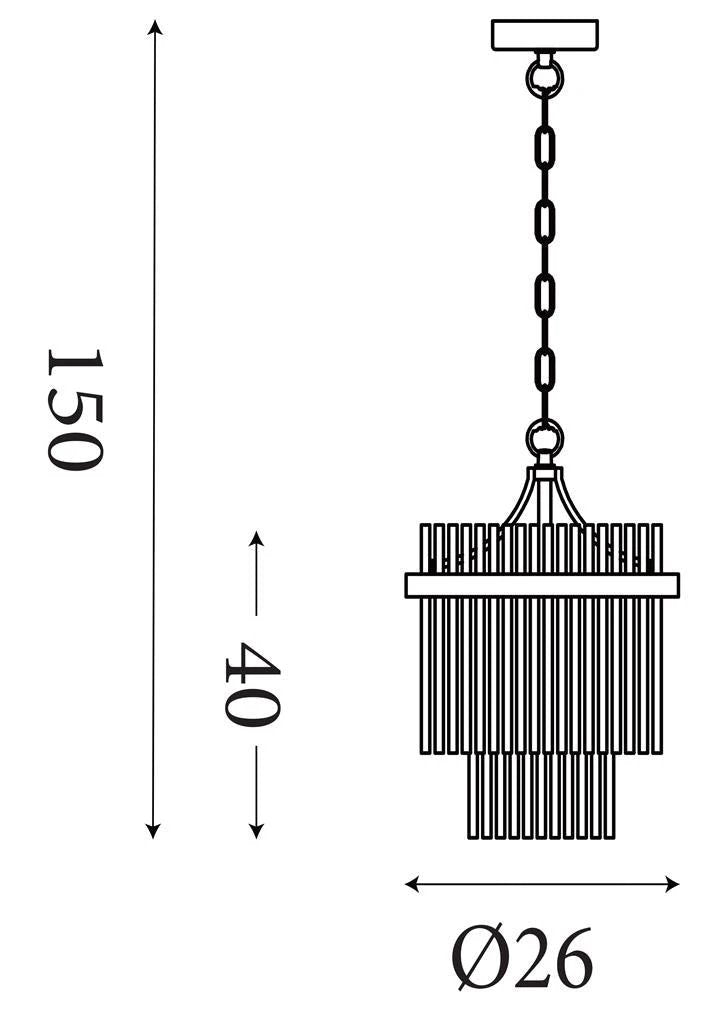 Hanglamp Lara 1Lt Gold Metal with Clear Glass Rods by Searchlight
