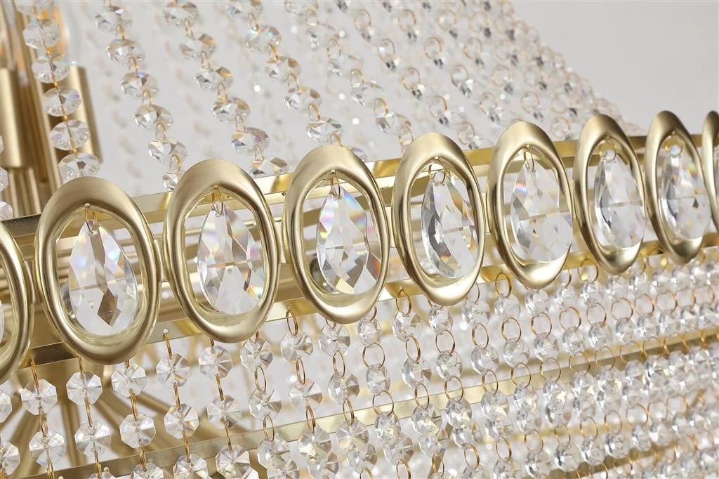 Kroonluchter Louis Phillipe 28Lt Satin Brass & Crystal by Searchlight