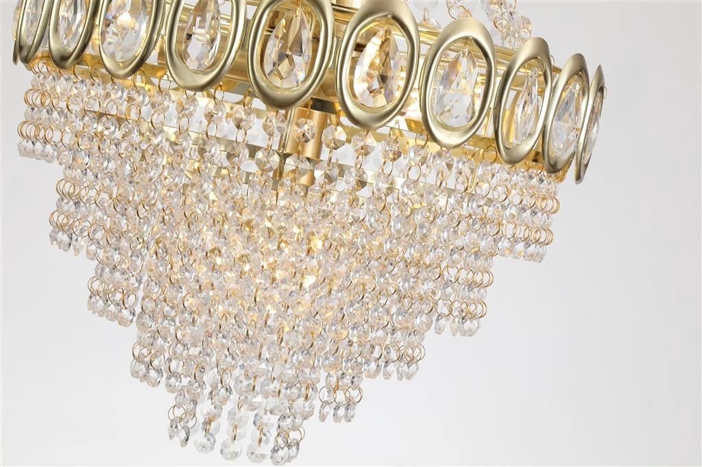 Kroonluchter Louis Phillipe 6Lt Satin Brass & Crystal by Searchlight