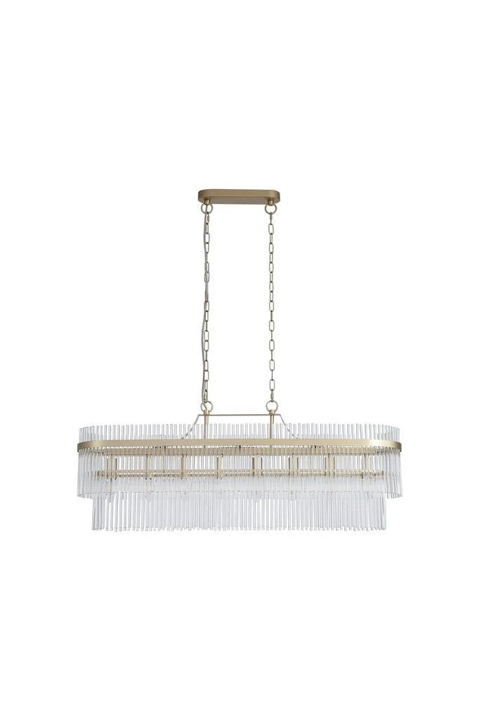 Hanglamp Lara 8Lt Ovaal Gold Metal & Clear Glass Rods by Searchlight
