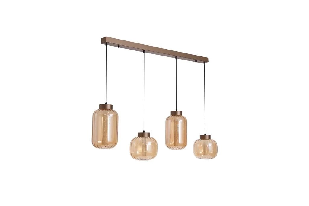 Hanglamp Lille LED 4Lt LED Latte Metal and Amber Glass by Searchlight