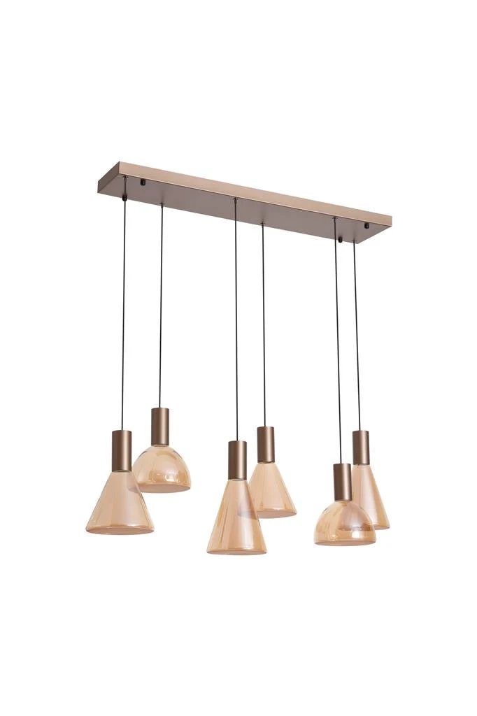 Hanglamp Cannes LED Latte Metal and Amber Glass by Searchlight