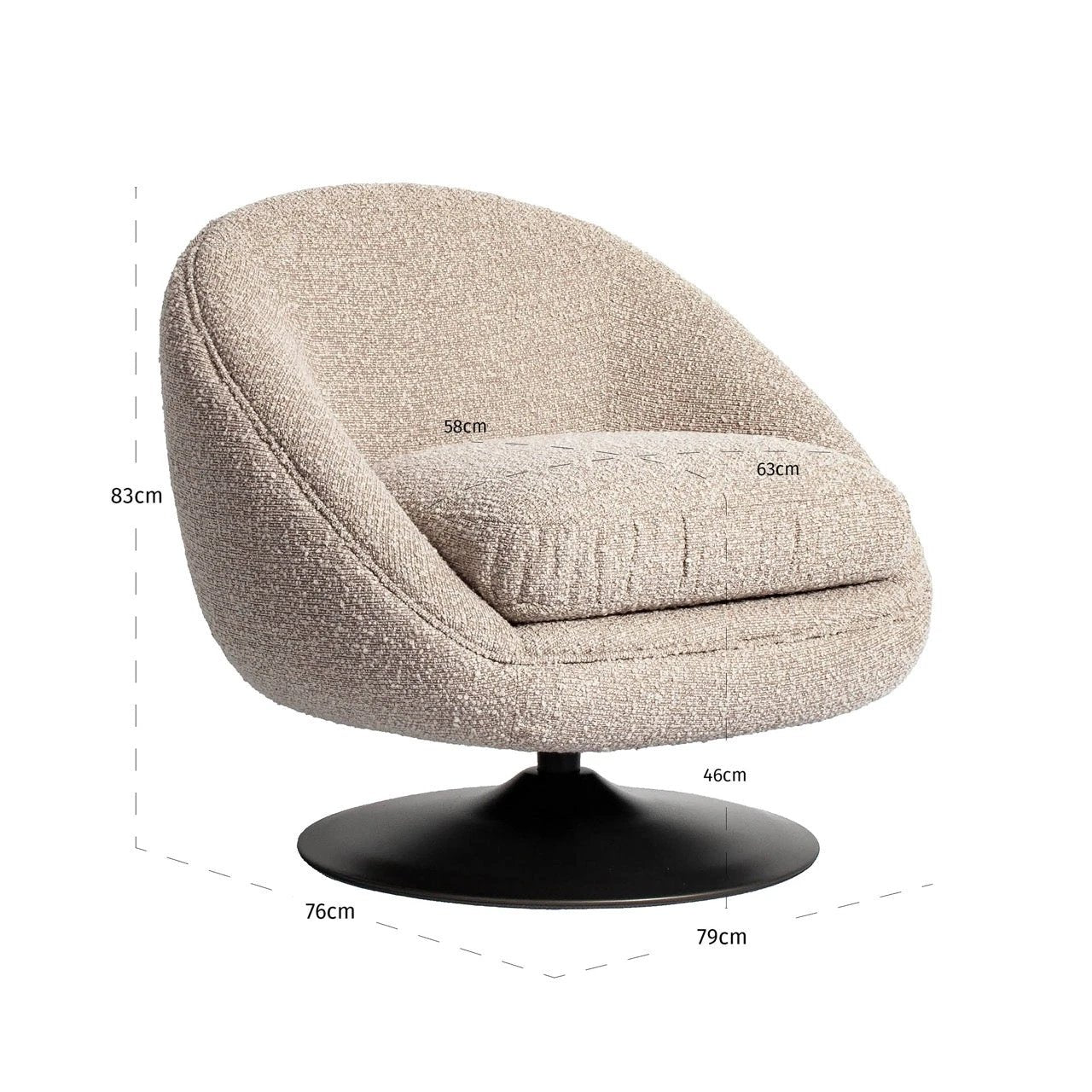 Loungestoel Nodo natural chunky draaibaar by Richmond Interiors