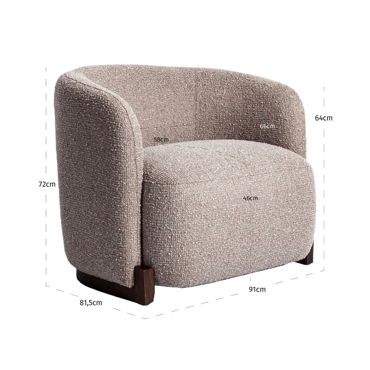 Loungestoel Hannah mocca chunky brandvertragend by Richmond Interiors