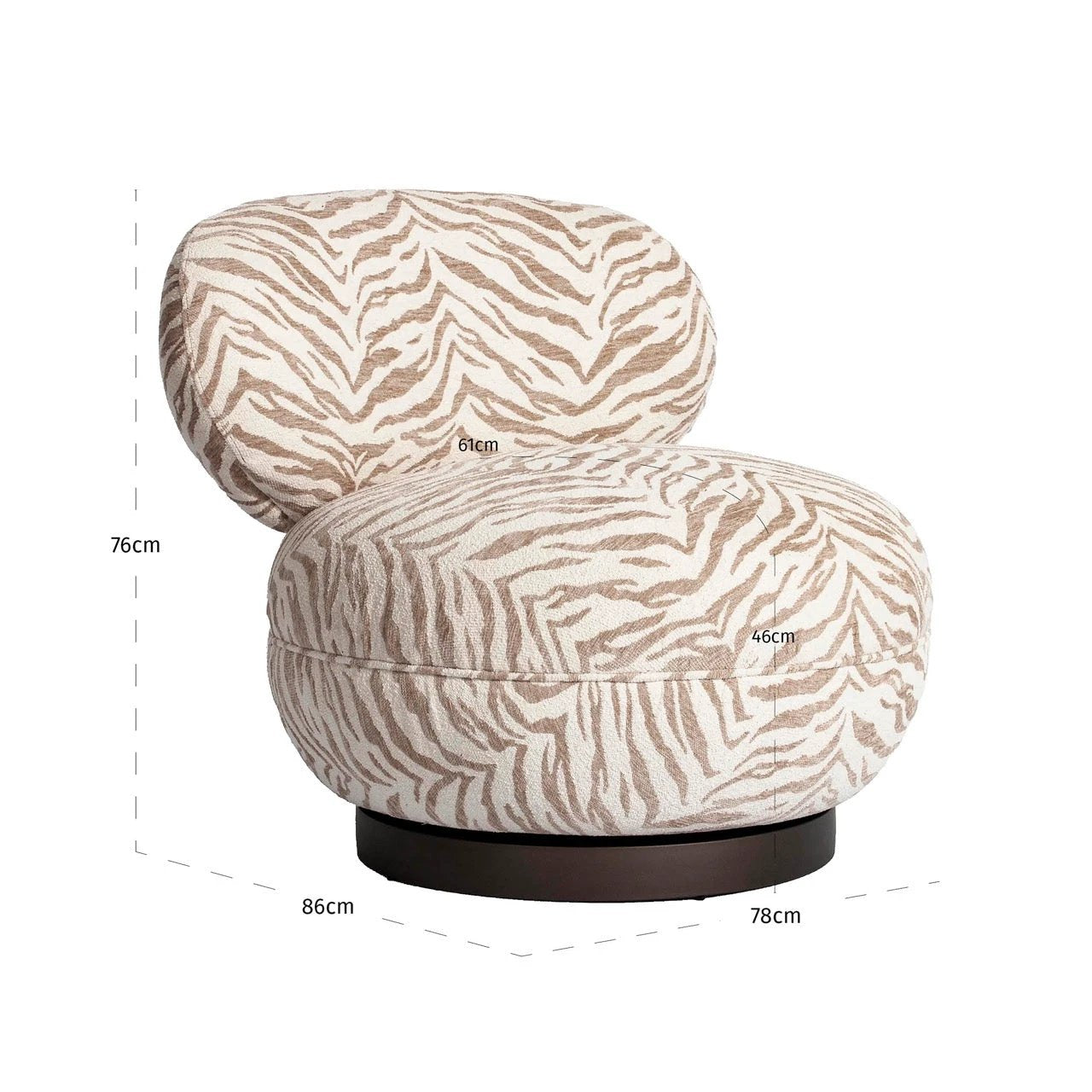 Loungestoel Jace beige tiger draaibaar by Richmond Interiors