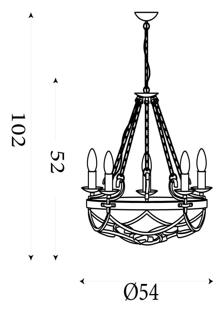 Kroonluchter Cartwheel III 5Lt Black Wrought Iron by Searchlight