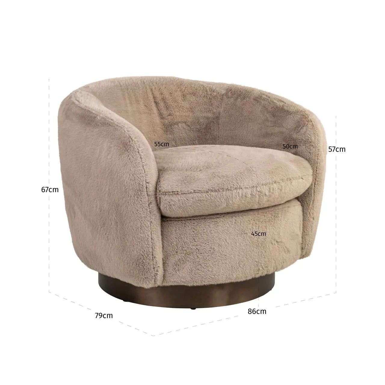 Loungestoel Colmar khaki pluizig draaibaar by Richmond Interiors