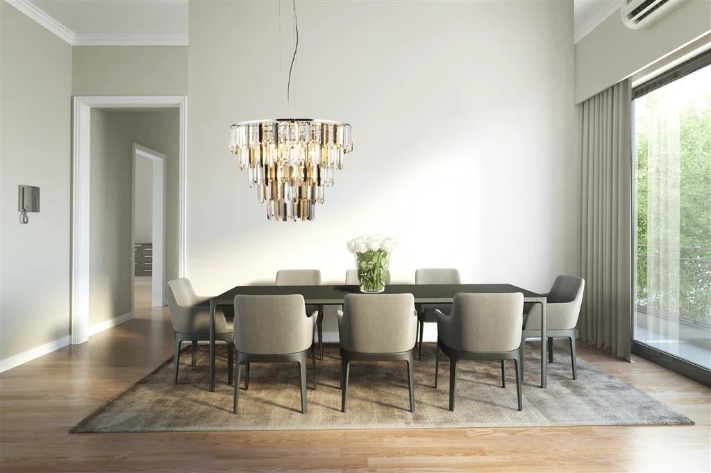 Hanglamp Clarissa 9Lt Chrome & Clear, Smoked & Amber Glass by Searchlight