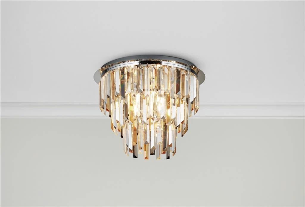 Hanglamp Clarissa 5Lt Chrome & Clear, Smoked & Amber Glass by Searchlight