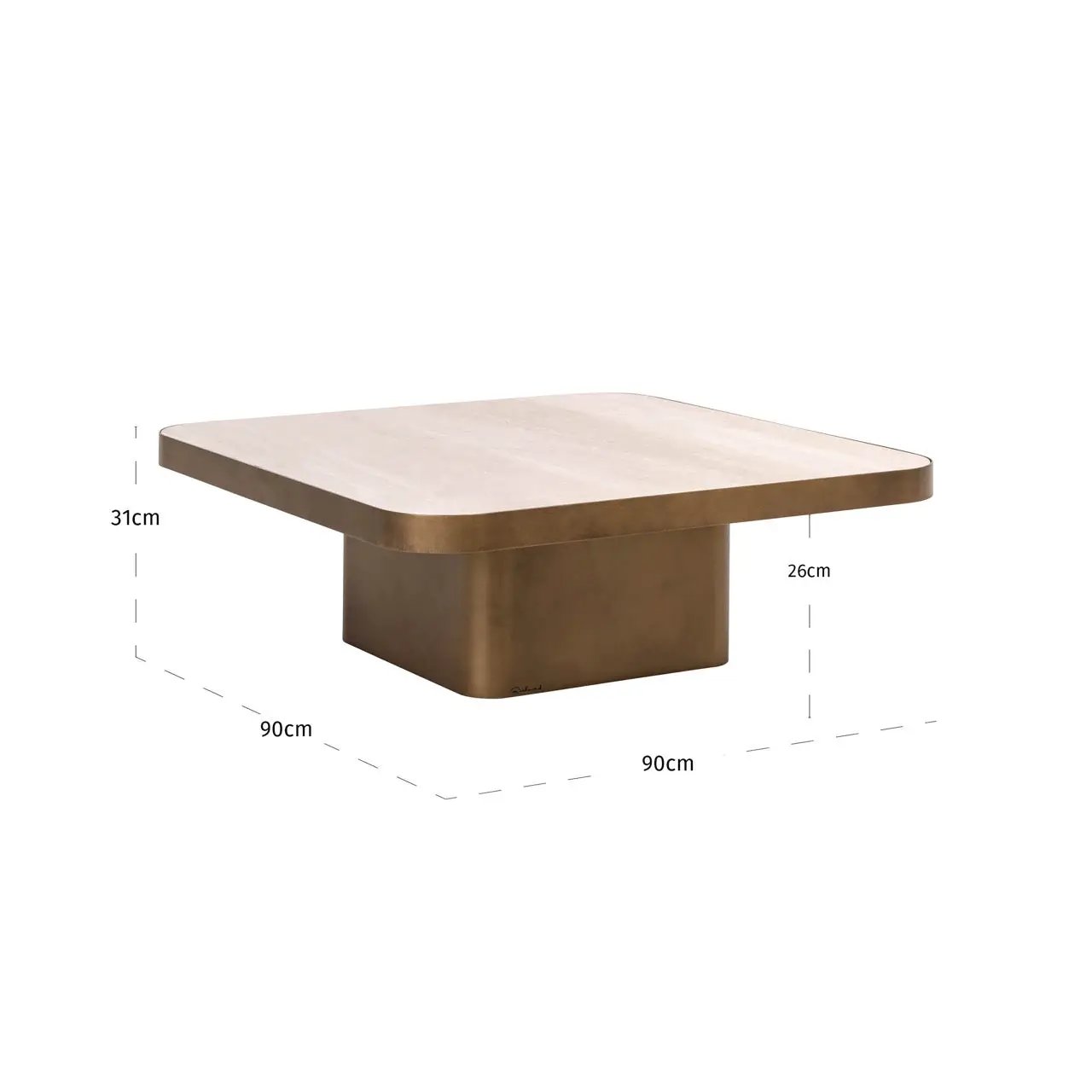 Salontafel Claridge beige 90x90 (cumulus) by Richmond Interiors