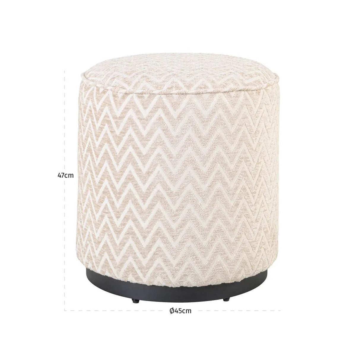 Poef & voetenbank Lexie beige chevron Ø45 by Richmond Interiors