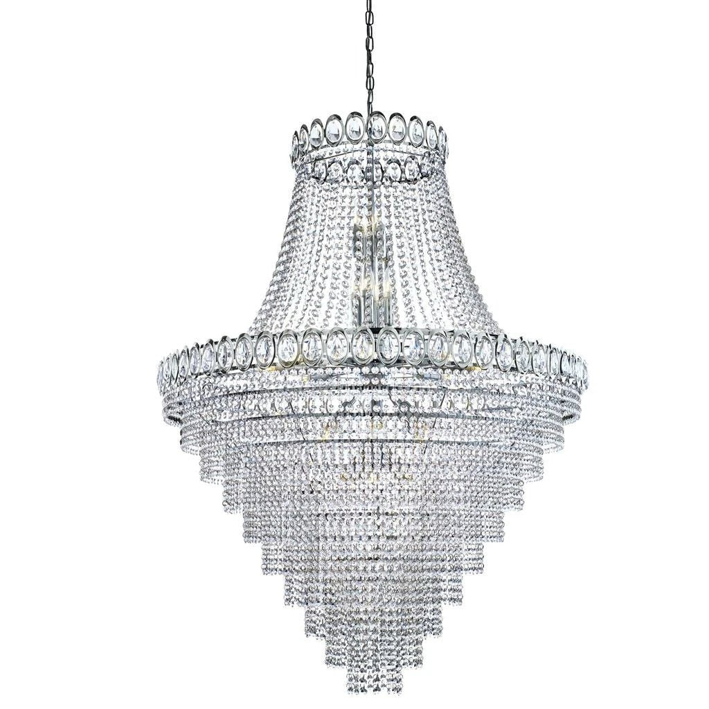 Kroonluchter Louis Phillipe 28Lt Chrome Metal & Crystal by Searchlight