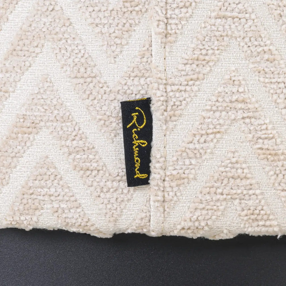 Poef & voetenbank Lexie beige chevron Ø45 by Richmond Interiors