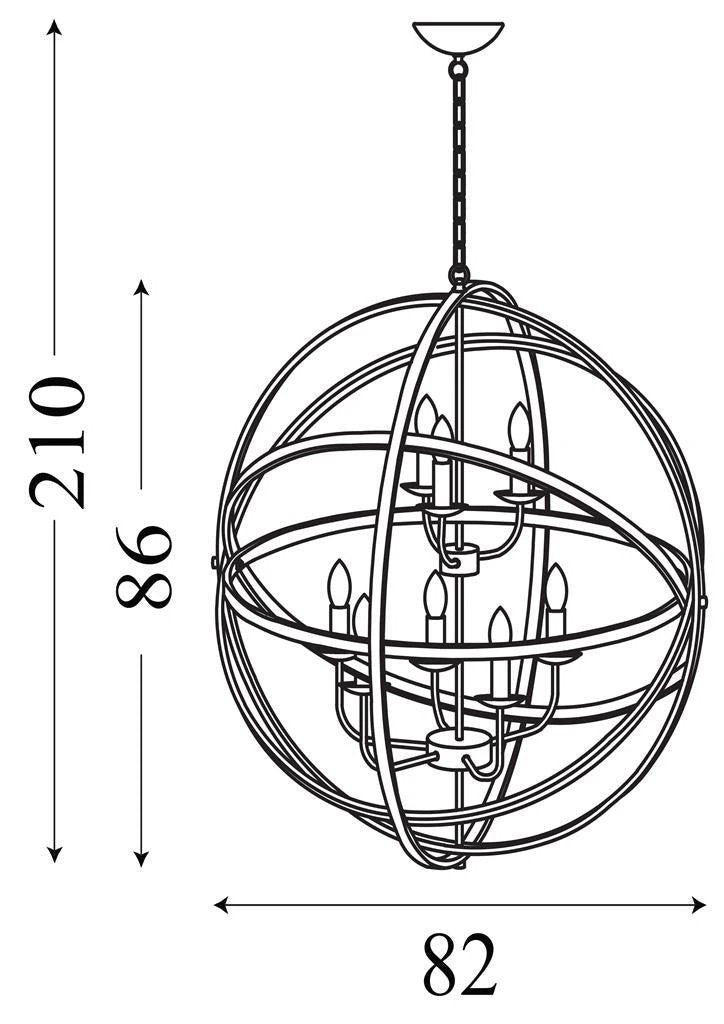 Hanglamp Orbit 8Lt Antique Brass Metal by Searchlight