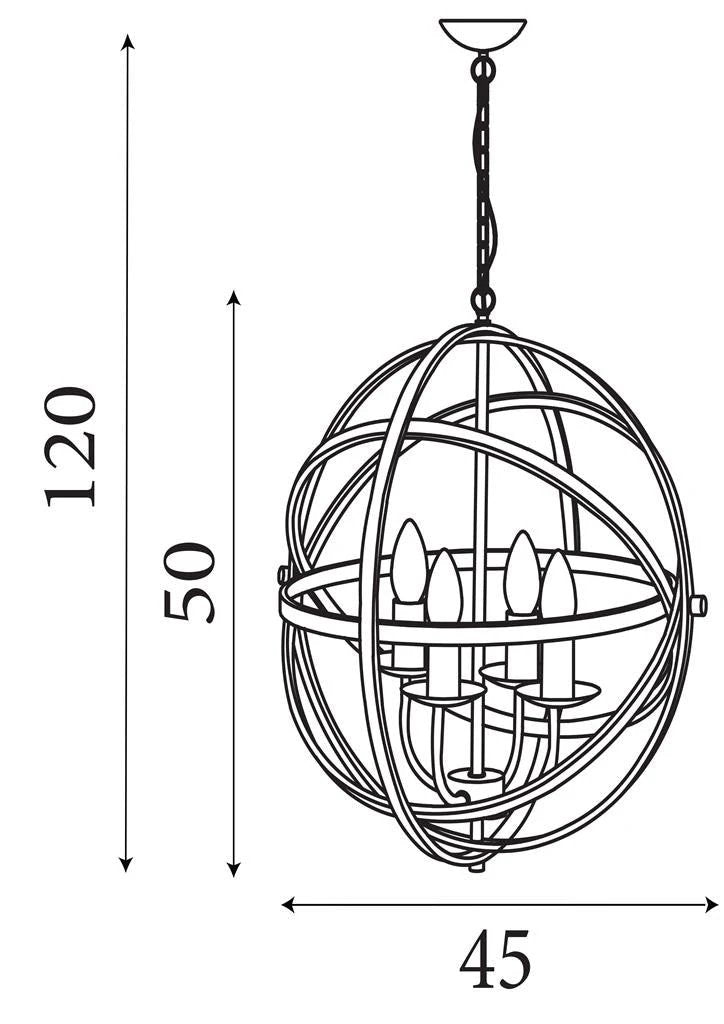 Hanglamp Orbit 4Lt Pendant Antique Brass Metal by Searchlight
