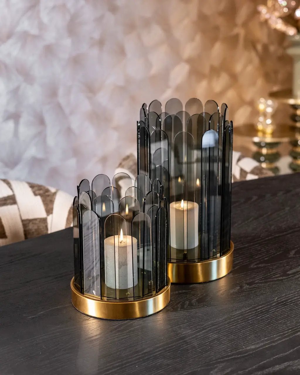 Windlicht Daisey rookkleurig groot by Richmond Interiors