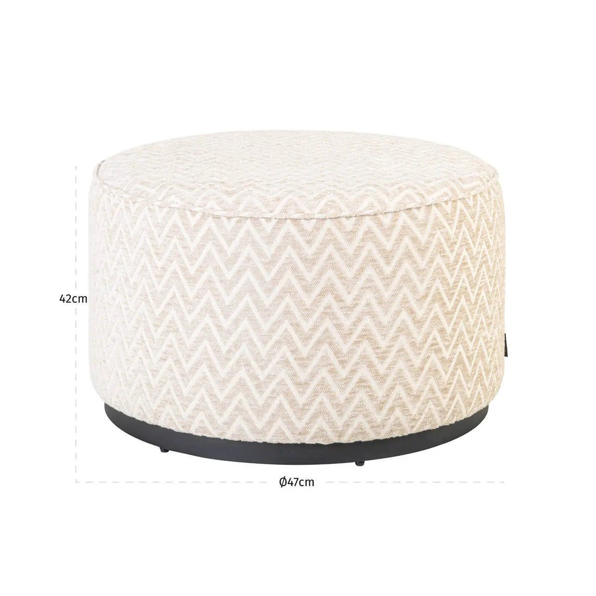Poef en voetenbank Lexie beige chevron Ø70 cm by Richmond Interiors