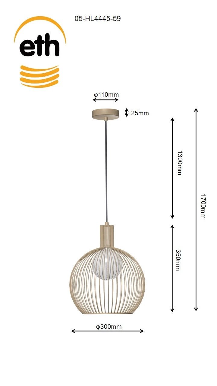 Hanglamp Wire mat Sand Ø30cm by ETH