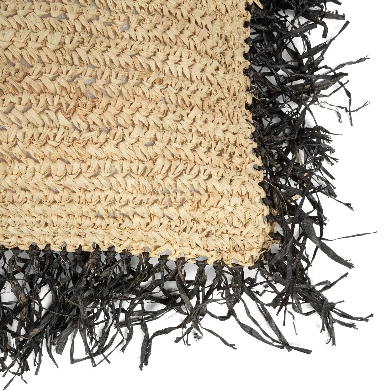 De Raffia Kussenhoes - Naturel Zwart - 60x60 by Bazar Bizar Antwerp