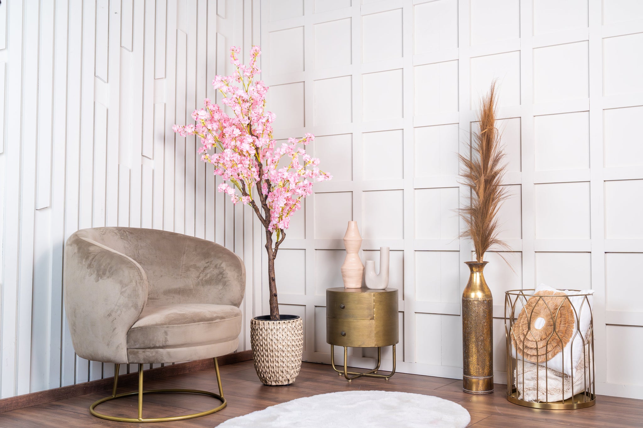 Kunstplant bloesem roze deluxe 150cm