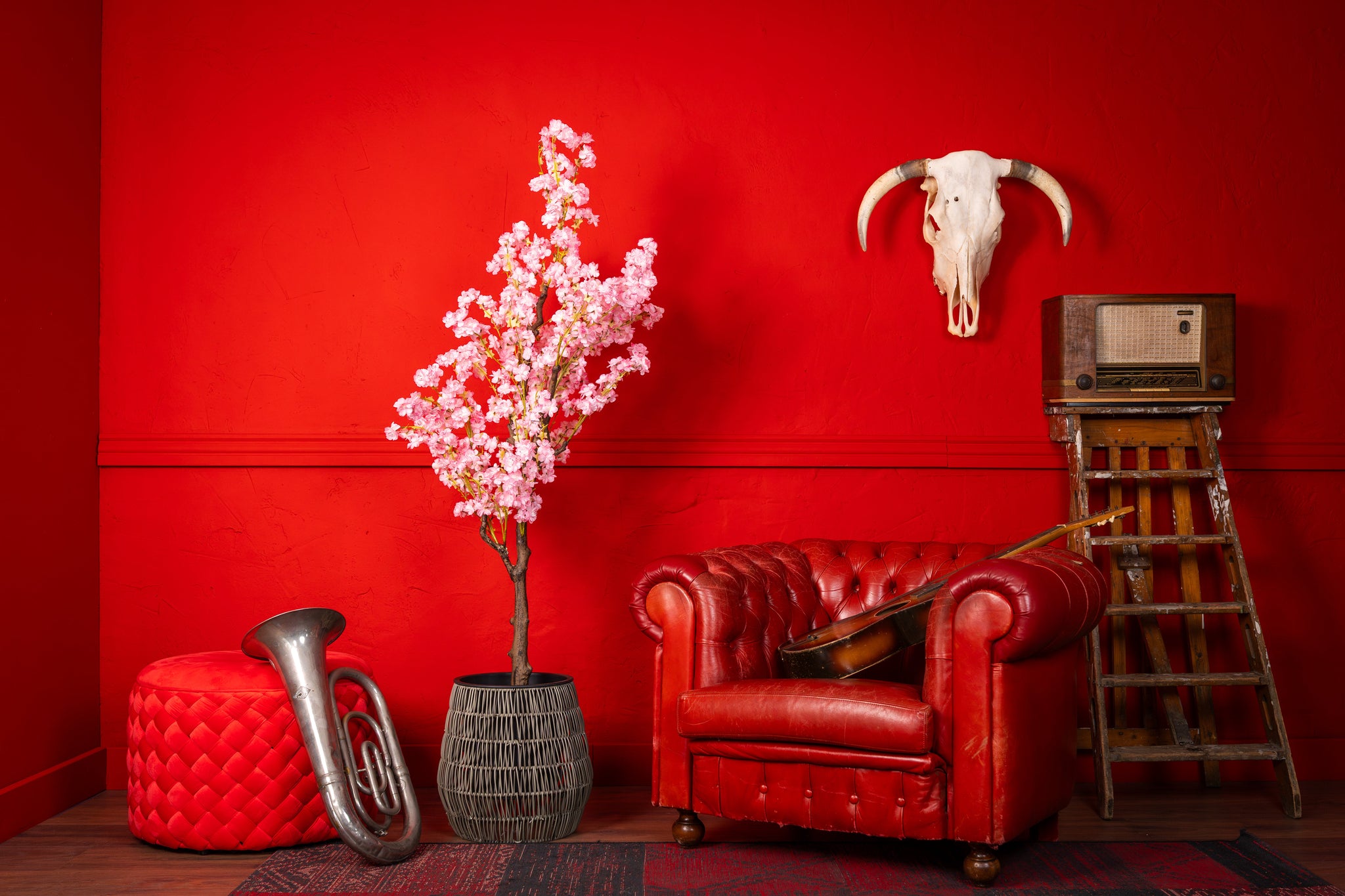 Kunstplant bloesem roze deluxe 150cm