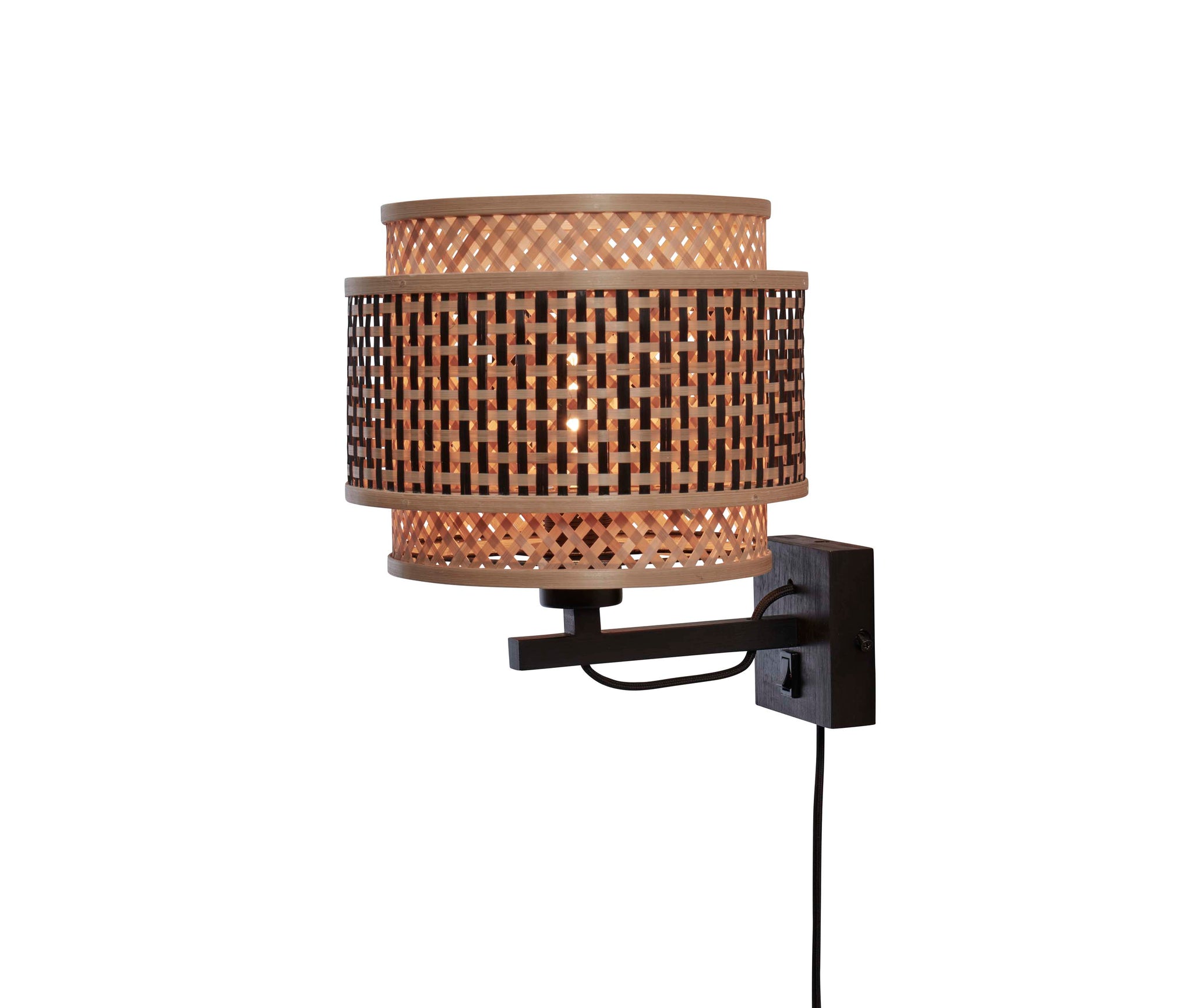 Wandlamp Bhutan - Bamboe/Zwart - Ø25cm by GOOD&MOJO