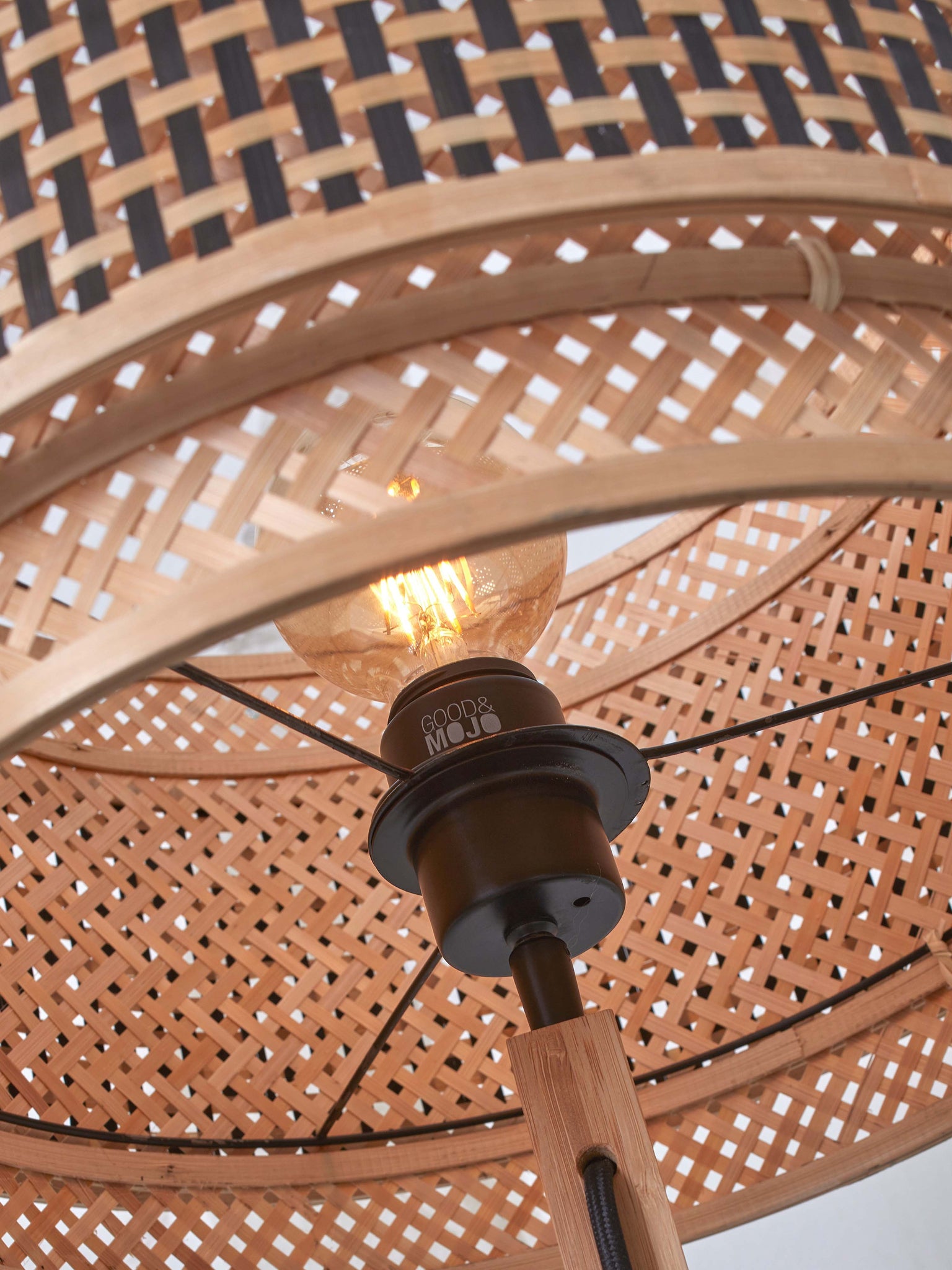 Vloerlamp Bhutan - Bamboe/Zwart - Ø25x130cm