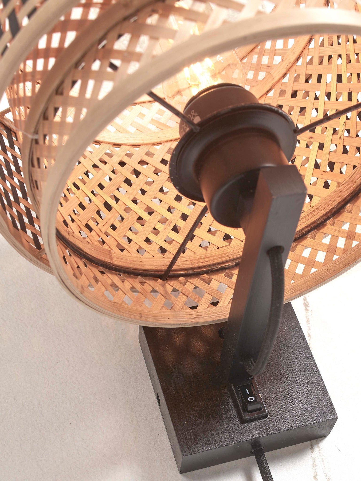 Wandlamp Bhutan - Bamboe/Zwart - Ø25cm