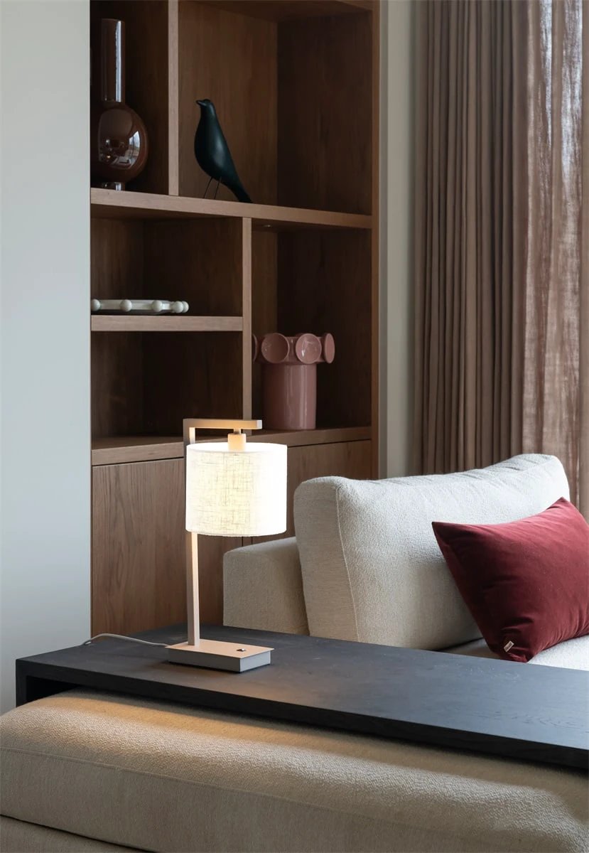 Tafellamp Boston zand met witte kap Ø18 x 15cm by it's about RoMi