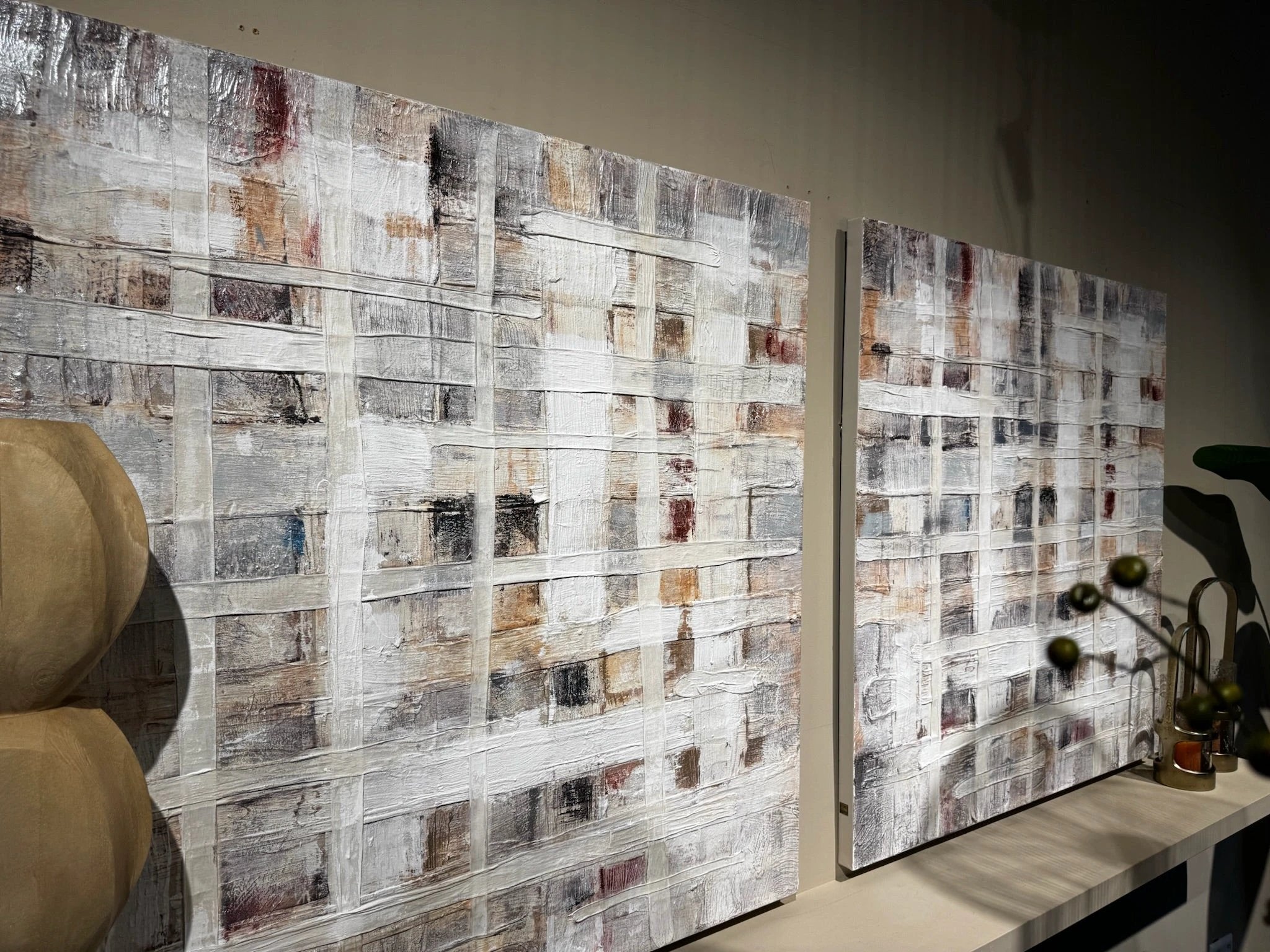 Julitta Crème Canvas Wandpaneel Abstracte Mix by PTMD