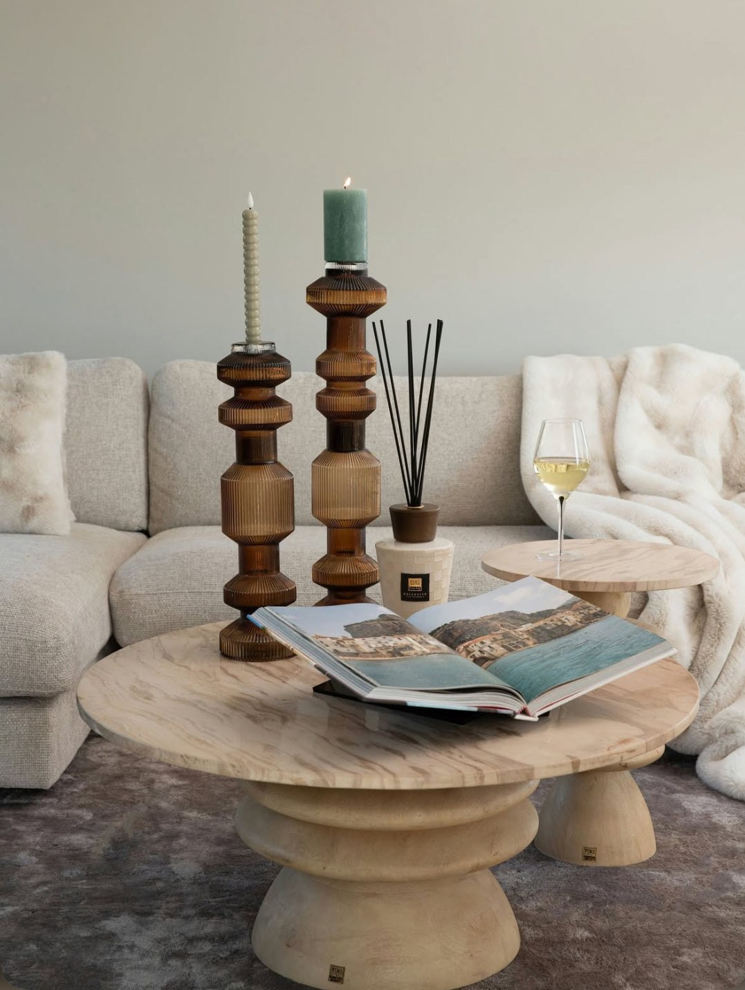 Salontafel Callain Mangohout en Marmer - depauwwonen