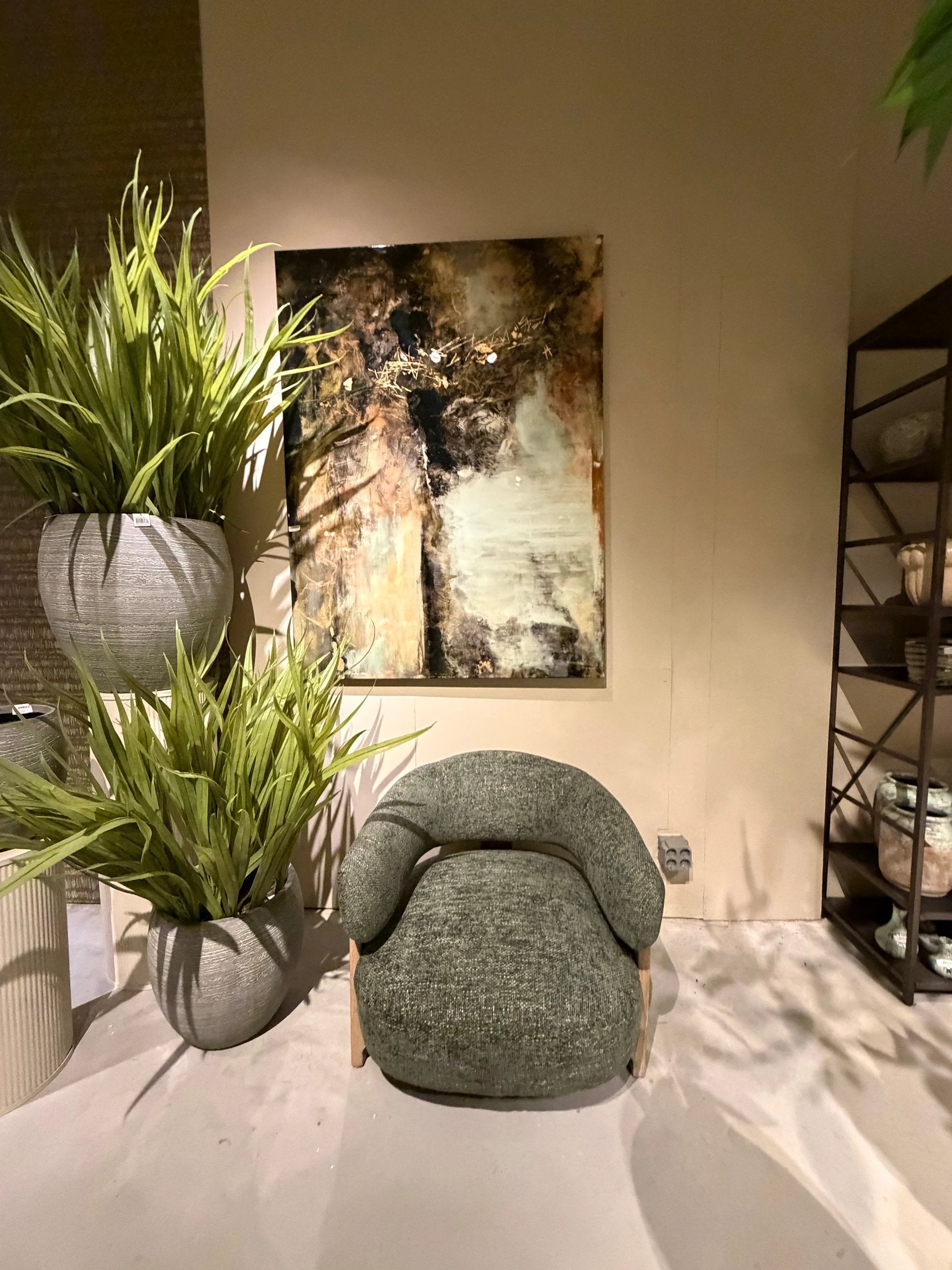 Fauteuil Mire Groen Olijfkleurig Rubberhout by PTMD