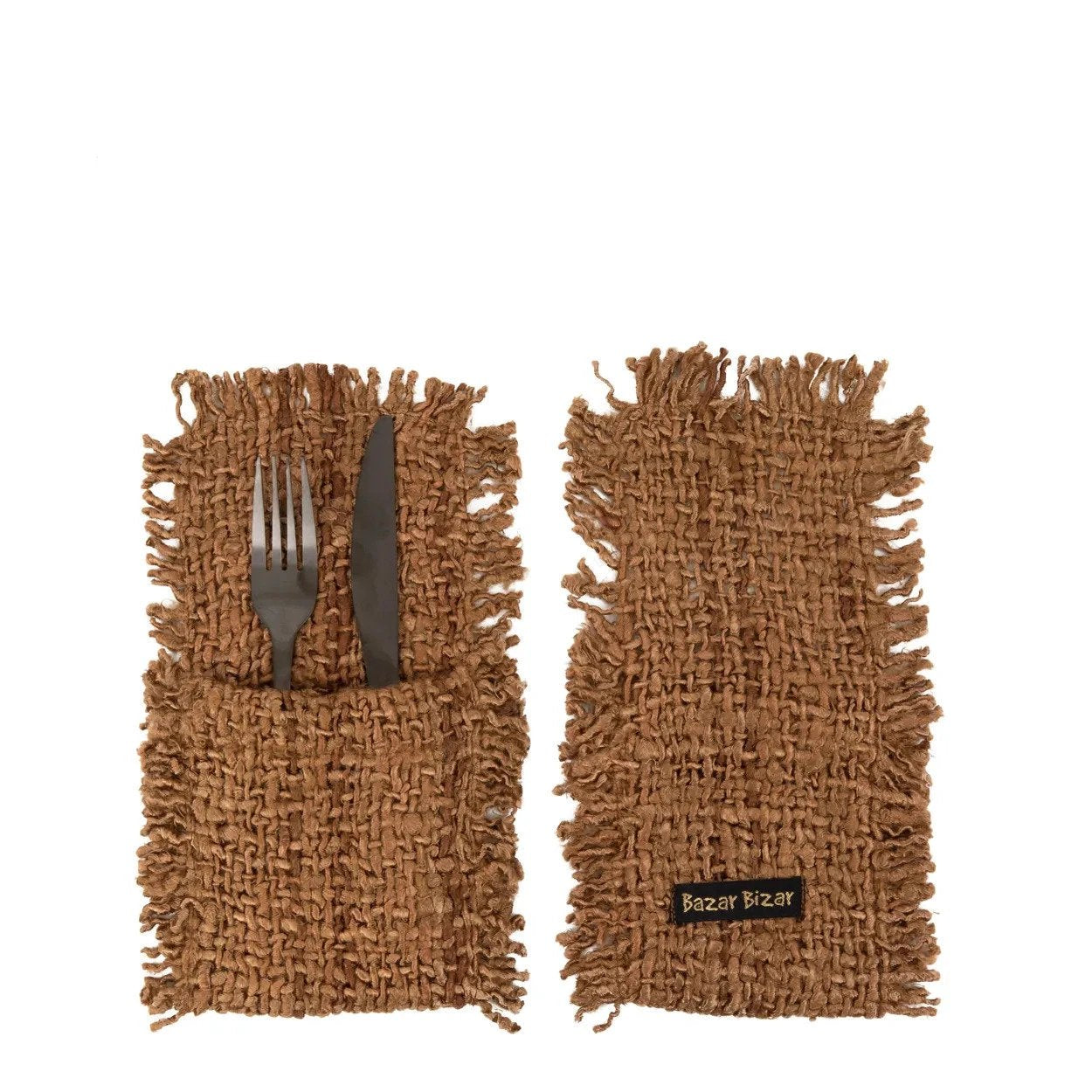 Het Oh My Gee Bestekzakje - Bruin - Set van 4 by Bazar Bizar Antwerp