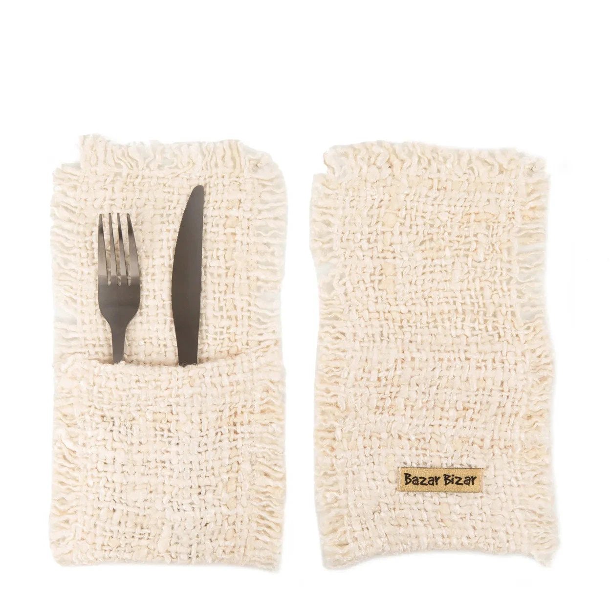 Het Oh My Gee Bestekzakje - Crème - Set van 4 by Bazar Bizar Antwerp