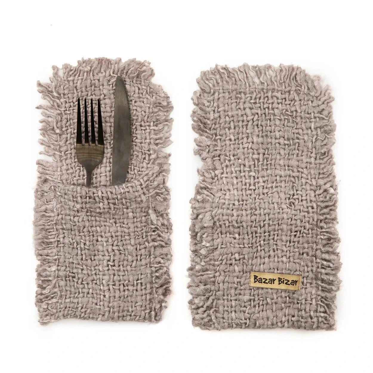 Het Oh My Gee Bestekzakje - Parel Grijs - Set van 4 by Bazar Bizar Antwerp