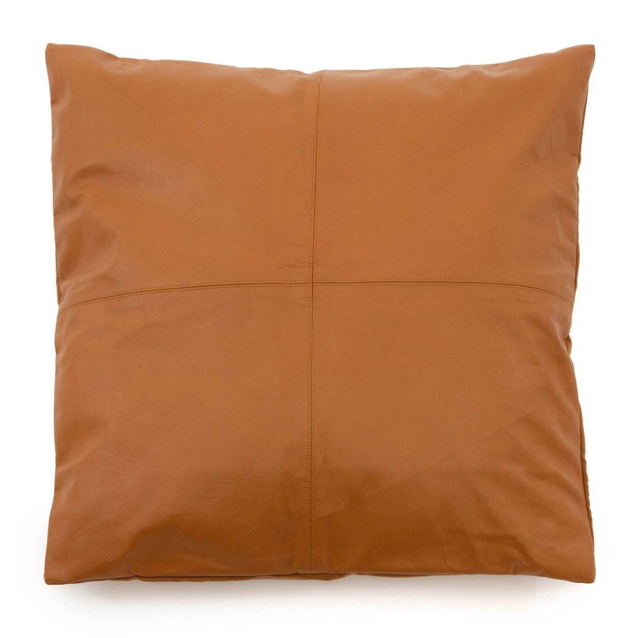 De Four Panel Leather Kussenhoes - Camel - 60x60 by Bazar Bizar Antwerp