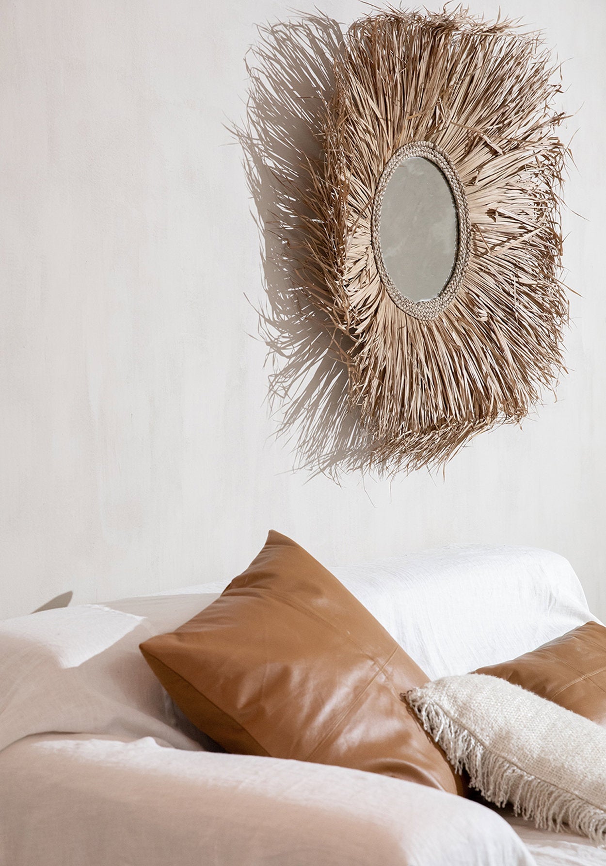 De Four Panel Leather Kussenhoes - Camel - 60x60