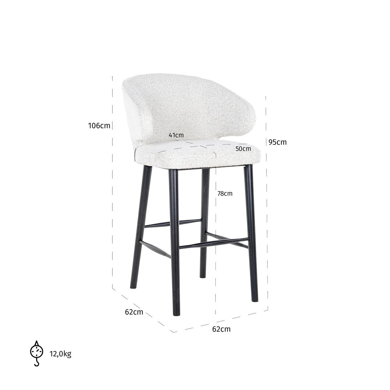 Barstoel Indigo White Bouclé by Richmond Interiors