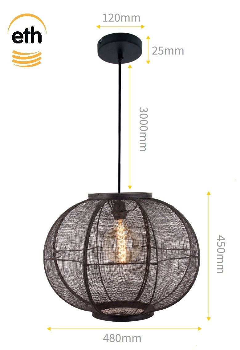 Hanglamp Fabric Black Ø48cm