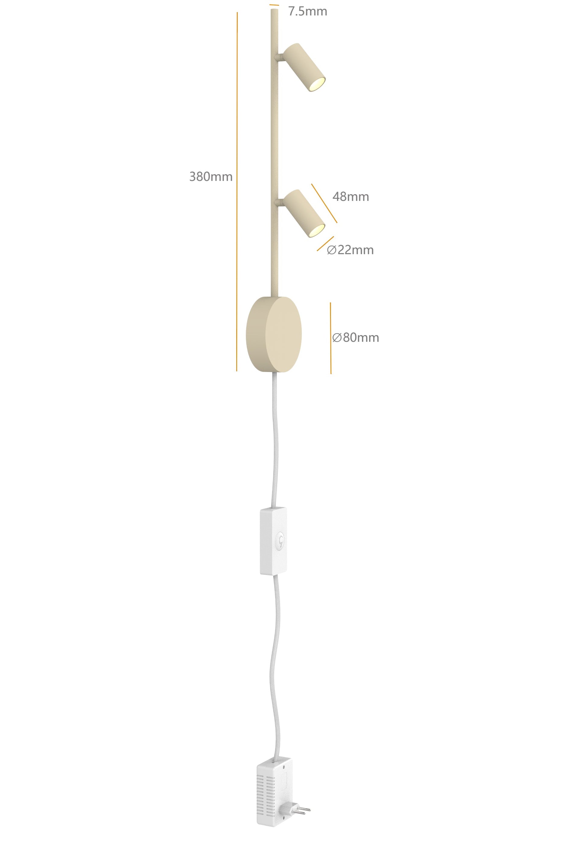 Wandlamp Minora 2x led sand