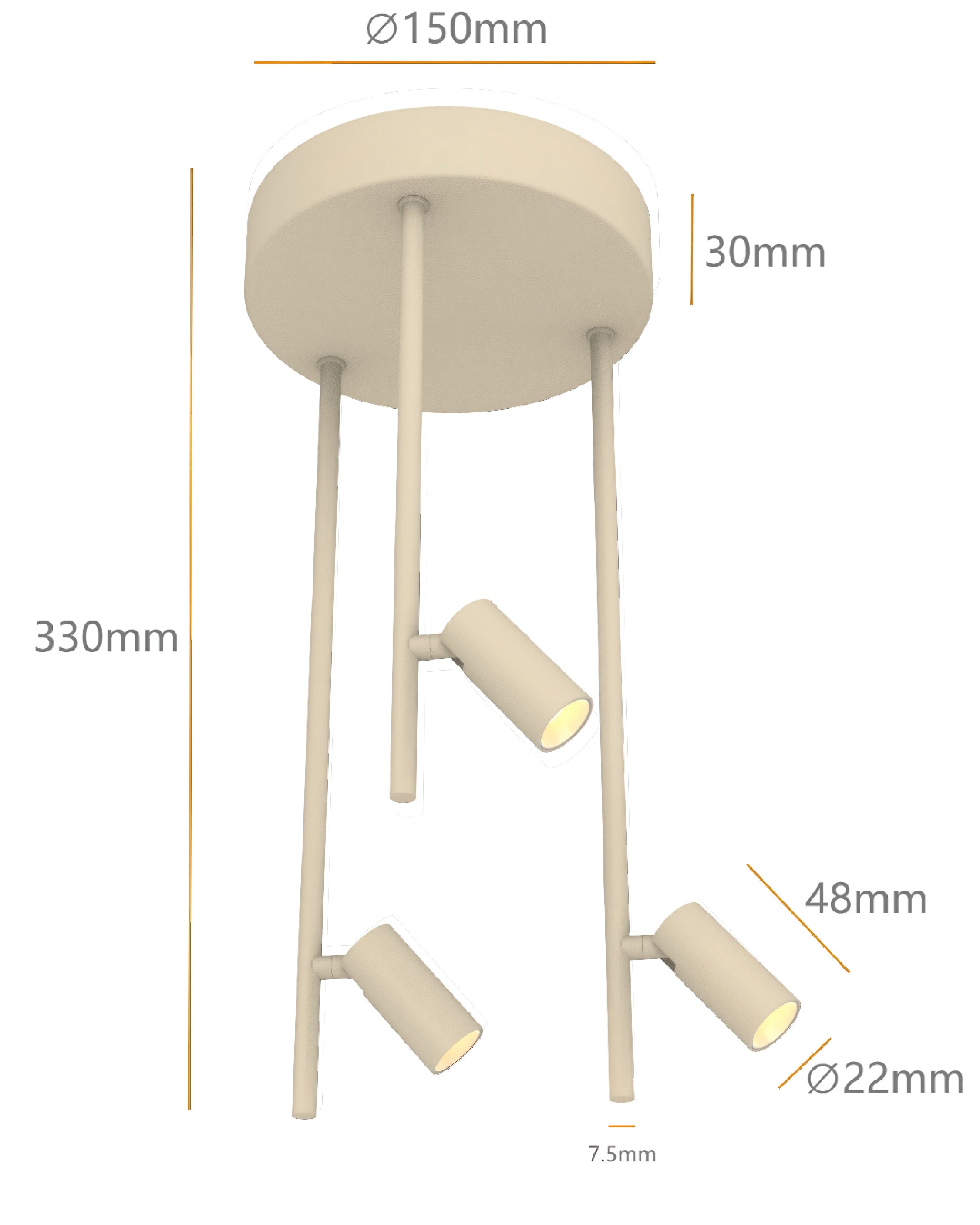 Plafondlamp Minora 3x led sand