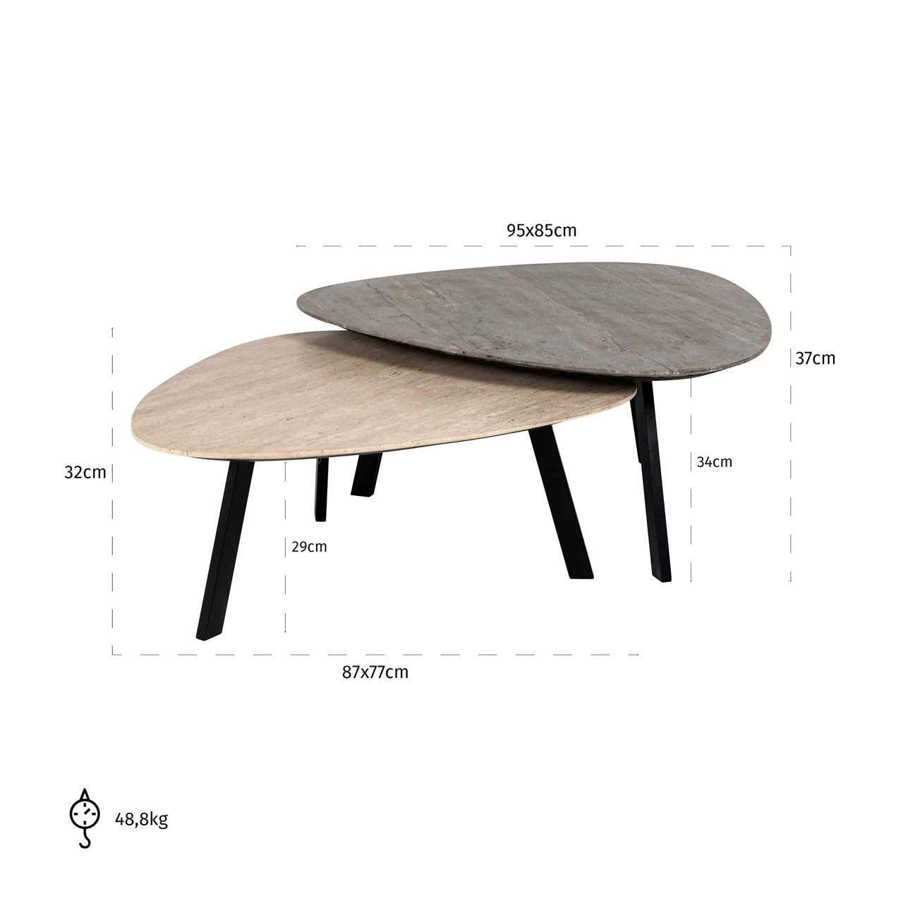 Salontafel Spencer beige (Set van 2) by Richmond Interiors