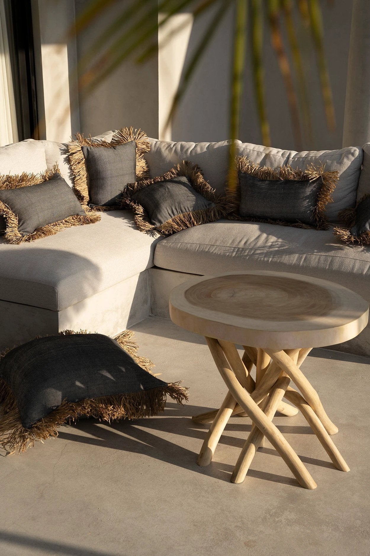 De Cotton Bonita Kussenhoes - Zwart Naturel - 30x50 by Bazar Bizar Antwerp