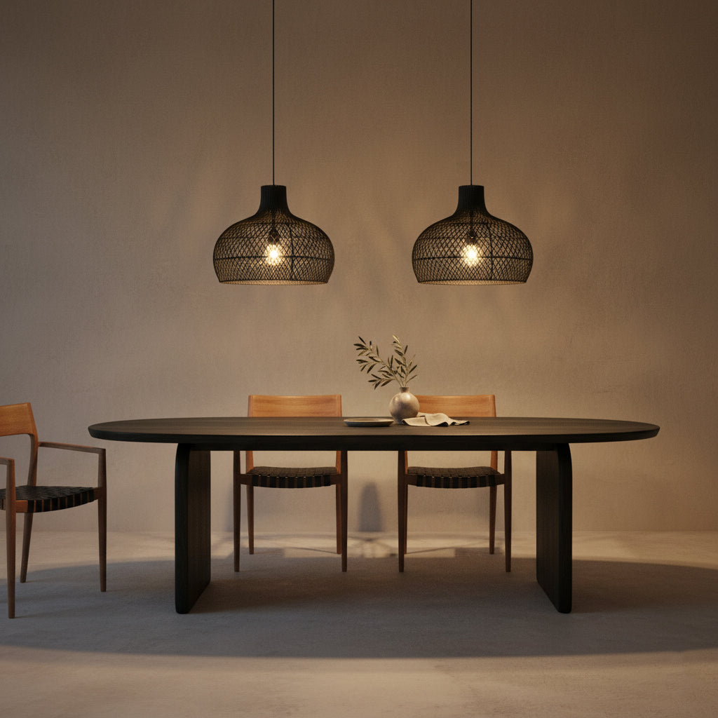 Hanglamp Maze rotan zwart