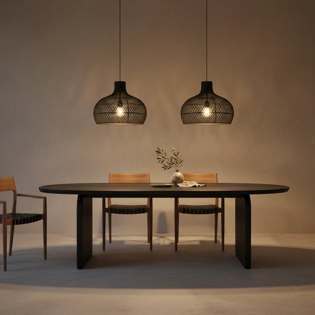 Hanglamp Maze rotan zwart by Raw Materials Amsterdam